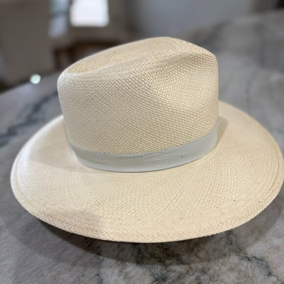 Janessa Leone Aisley White Straw Beach Hat, Size Small main image 9